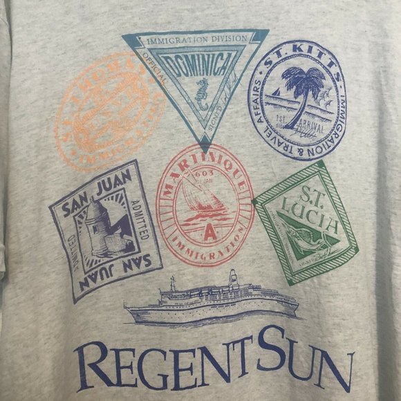 Vintage Regent Sun Cruise Ship Passport Long Shirt Fruit Of The Loom Tag Men XL - Picture 2 of 12